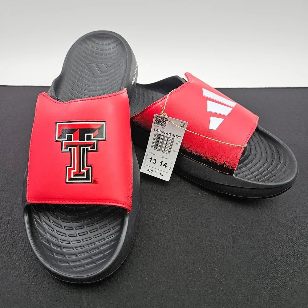 Adidas Lightblaze Slide Texas Tech Red Raiders Mens 13 Red Black Sandals New